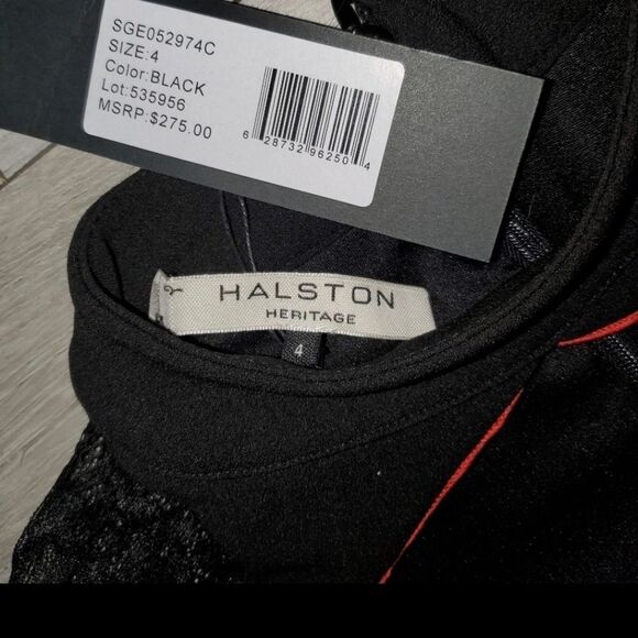 Halston Heritage Women Black diamond key hole Neck Long-Sleeve Lace Dres… - Picture 13 of 16